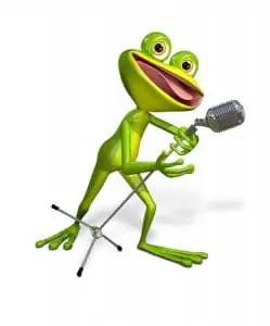 27775220 - illustration a merry green frog with microphone